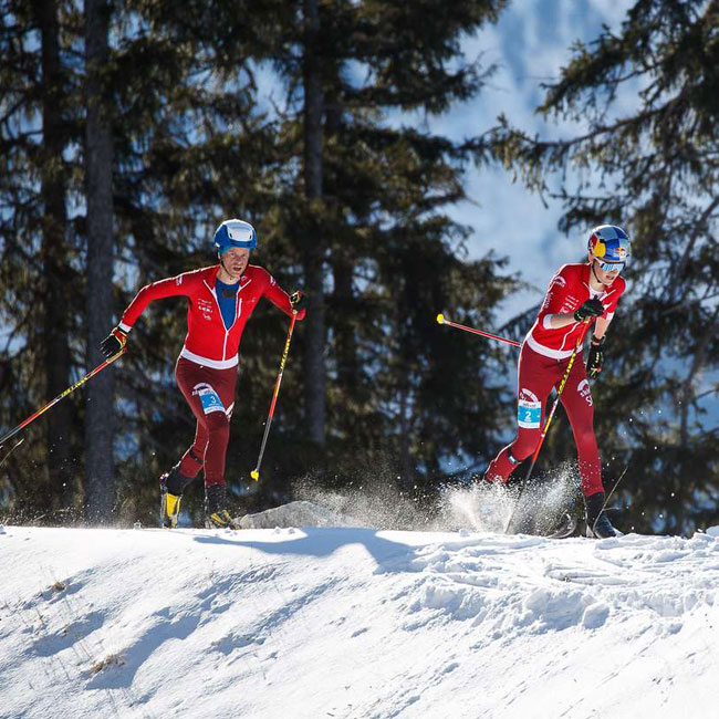 Zwei Skimo Athleten im Sprint